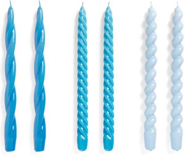 HAY Long Kaars Set van 6 Sky Blue/Vintage Blue/Light Blue