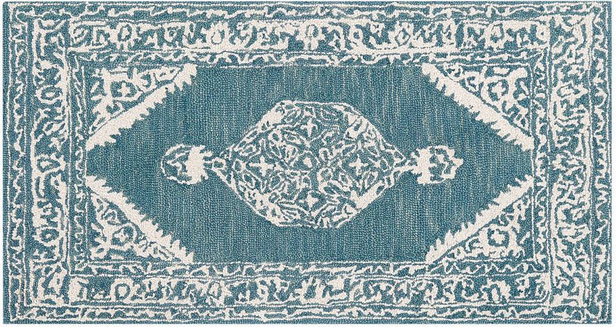 Beliani Gevas Laagpolig blauw wol