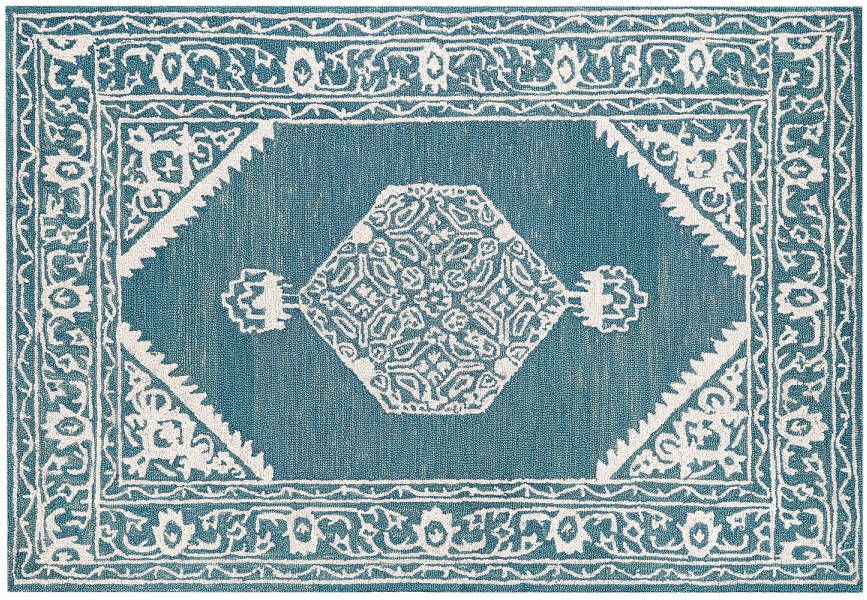 Beliani Gevas Laagpolig blauw wol