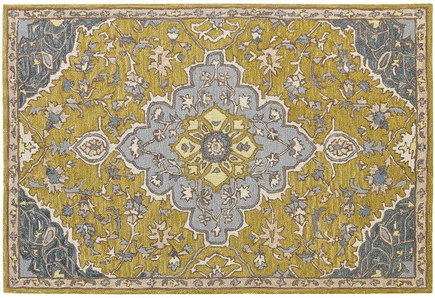 Beliani Mucur Laagpolig geel wol