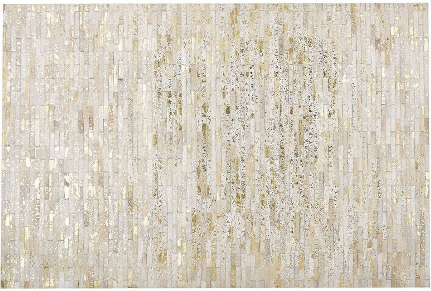 Beliani Tokul Patchwork beige koeienhuid Leer