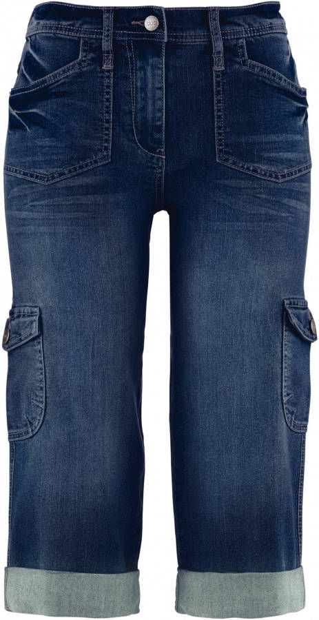 bonprix Cargo comfort stretch jeans met comfortband, caprilengte