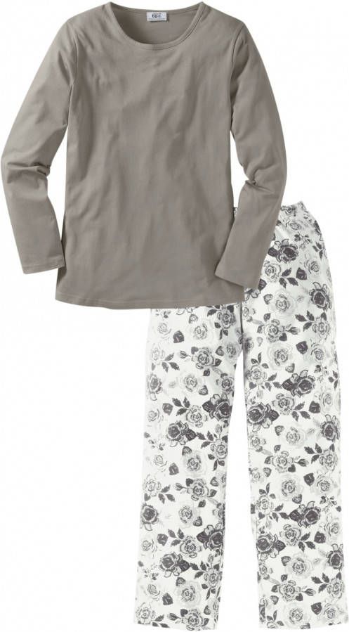 bpc bonprix collection Pyjama (2-dlg.), grijs/wit gedessineerd, 100% katoen