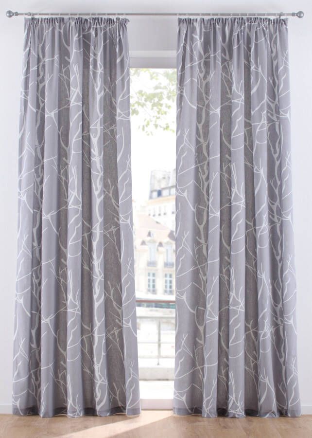 bpc living bonprix collection Gordijn met takkenprint (1 stuk), grijs