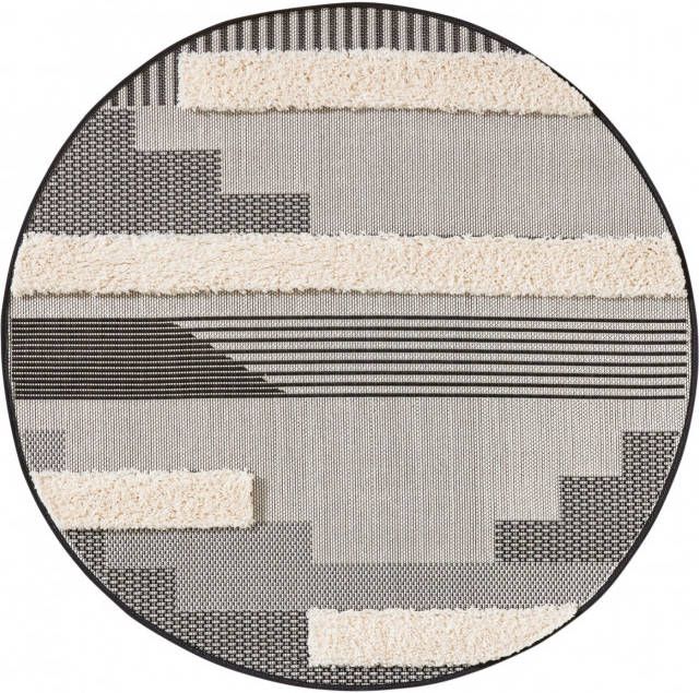 bonprix Hoogpolig, rond binnen en buitenkleed met plastische strepen