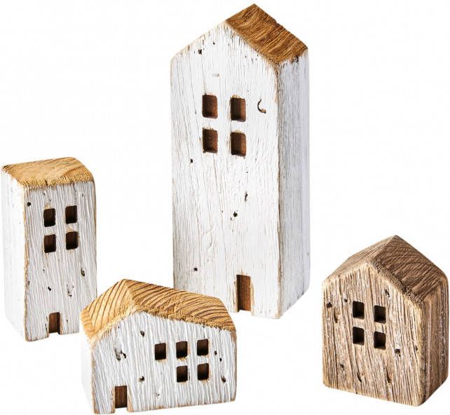 bonprix Ornament huizen in vintage look(4 dlg. set )