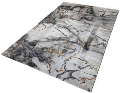 FlyCarpets Carrara Grijs Goud Vloerkleed Marmer Design