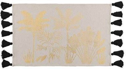 Orange85 Decoratief Vloerkleed 60 X 90 Cm Grijs Gouden Opdruk Zwarte Franjes