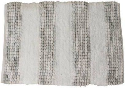 Orange85 Vloerkleed Gestreept Hoogpolig Grijs Badkamer Badmat Mat 50 X 75 Cm