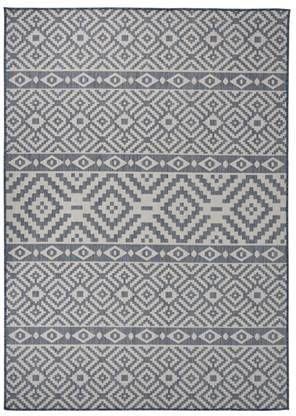 vidaXL Buitenkleed met patroon platgeweven 140x200 cm blauw