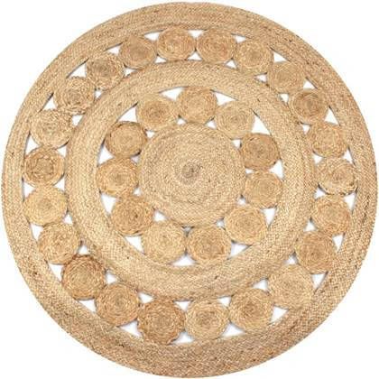 vidaXL Tapijt met ontwerp rond 120 cm gevlochten jute