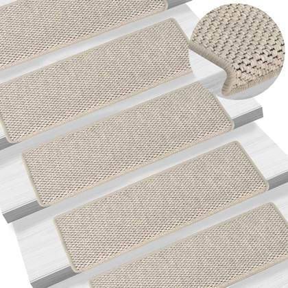 vidaXL Trapmatten zelfklevend 15 st sisal look 65x25 cm zilverkleurig