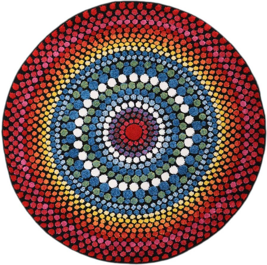 Merinos Bohemian Stijl Vloerkleed Relief Multi Ø 120 cm