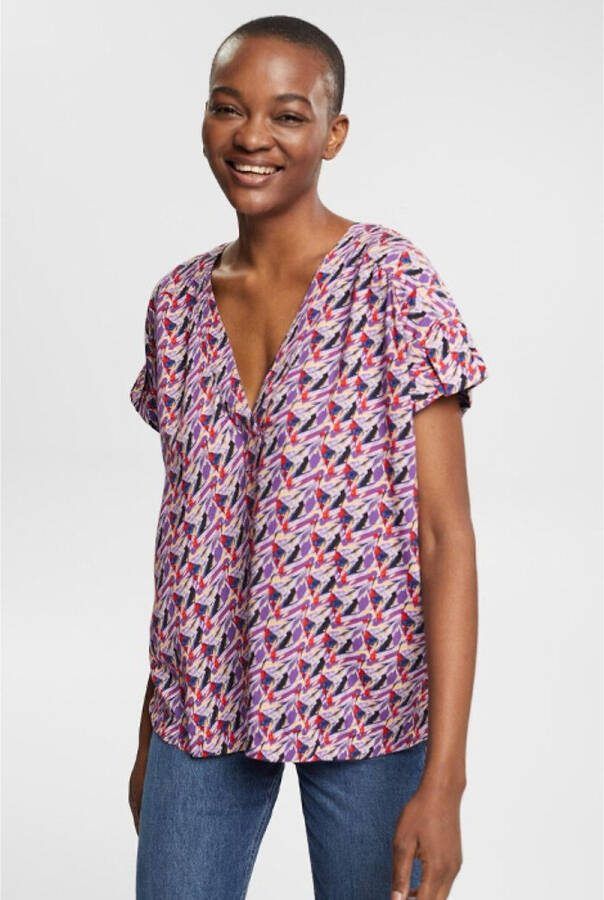 Esprit Bedrukte blouse met korte mouwen