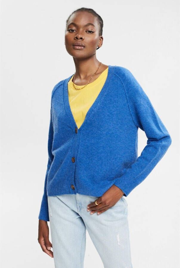 Esprit Gebreid vest met knopen en V hals