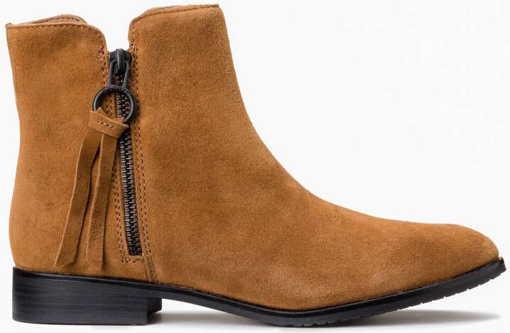 Esprit Boots in leer met platte hak