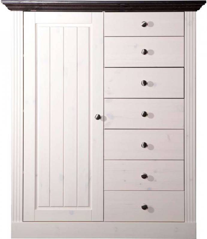 Leen Bakker Kast Monaco white wash/donker 122, 9x103, 9x46, 5 cm