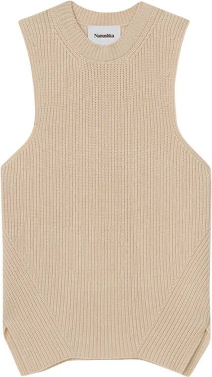 Nanushka Ronde hals gekweek , Beige, Dames
