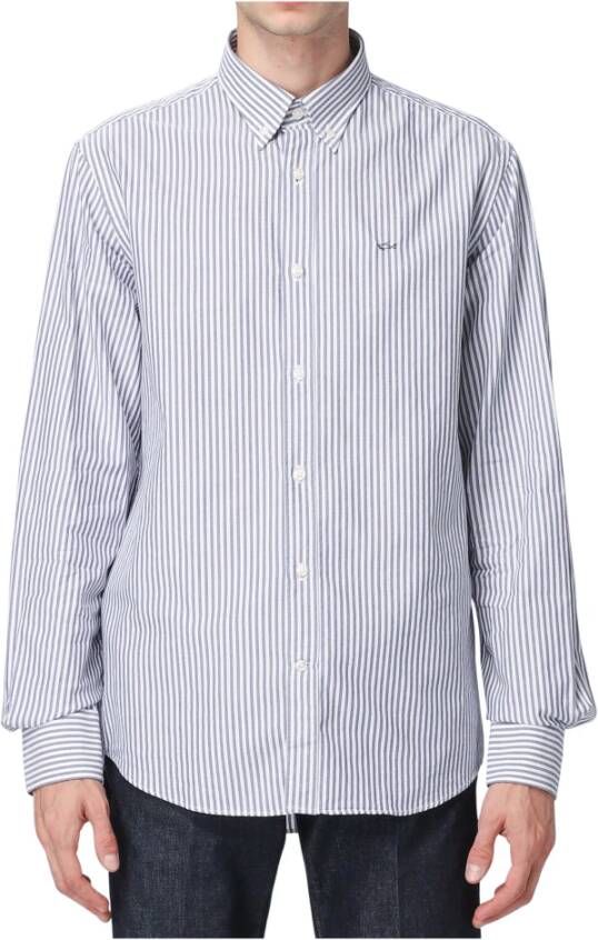 PAUL & SHARK Gestreept shirt met borduurwerk , Blauw, Heren