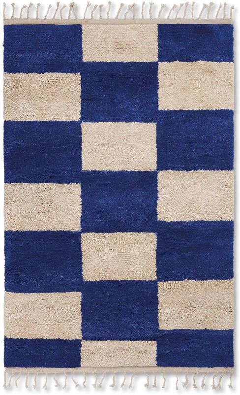 Ferm Living Mara Knotted Vloerkleed Large Bright Blue/Off White