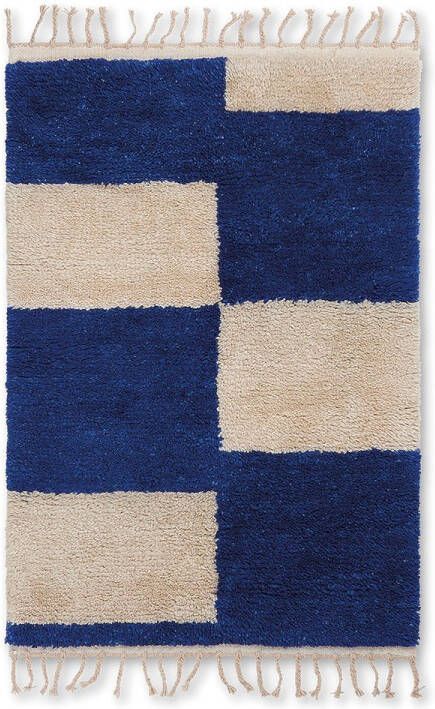 Ferm Living Mara Knotted Vloerkleed Small Bright Blue/Off White
