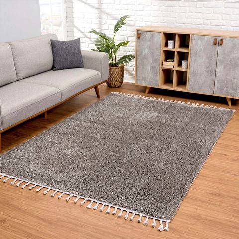 Carpet City Hoogpolig vloerkleed Pulpy 100 bijzonder zacht, met franje, unikleurig, ideaal voor woonkamer & slaapkamer