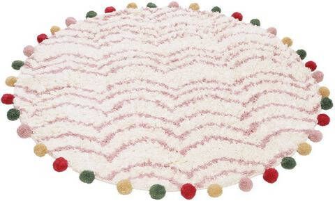 Esprit Vloerkleed voor de kinderkamer Circus ESP 2209 Rond kleed van katoen met bijzondere kleurrijke franje