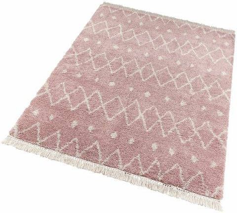 freundin Home Collection Hoogpolig vloerkleed Calla Bijzonder zachte pool, zigzagmotief met franje, woonkamer, slaapkamer, robuust, gemakkelijk in onderhoud