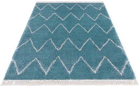 HANSE Home Hoogpolig vloerkleed Ruby Pastelkleuren met franje, ruiten design, Scandi look, woonkamer, slaapkamer, robuust, onderhoudsarm