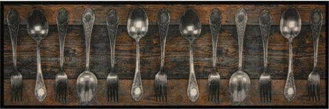 HANSE Home Keukenloper Fork & Spoon Geschikt voor binnen en buiten, korte pool, loper, hal, terras, tuin, keuken wasbaar, antislip, gemakkelijk in onderhoud