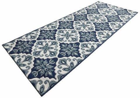 HANSE Home Loper Jewels Platweefsel, tegel look, loper, keuken, hal, gedessineerd, slijtvast, gemakkelijk in onderhoud, Kitchen, harmonieuze kleuren