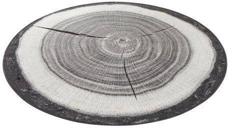 HANSE Home Vloerkleed Boomstam Design korte pool, landelijke stijl, afgehecht, antislip, woonkamer, slaapkamer, robuust, gemakkelijk in onderhoud, boomschijf, ecru