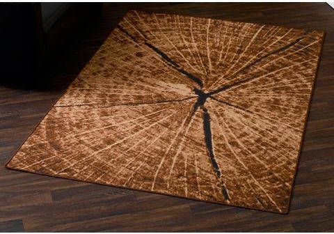 HANSE Home Vloerkleed Boomstam look Boomschijf, naturel, antislip coating, afgehecht, woonkamer, slaapkamer, robuust, gemakkelijk in onderhoud