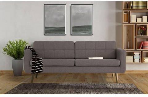 Home affaire 3 zitsbank Brest met capitonnage en stiksels achter, strak design