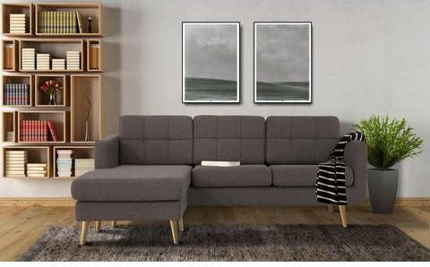 Home affaire Hoekbank Brest met capitonnage en stiksels achter, strak design