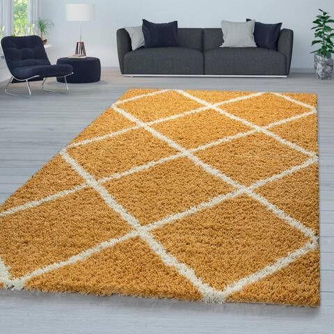 Home affaire Hoogpolig vloerkleed Kalmarova modern ruiten design, zachte pool, ideaal in de woonkamer & slaapkamer