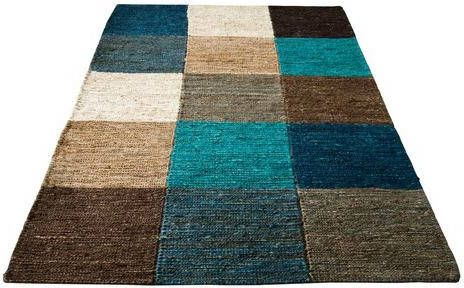 Natuurvezeltapijt "Karo", blauw-natuur 120 x 180 cm