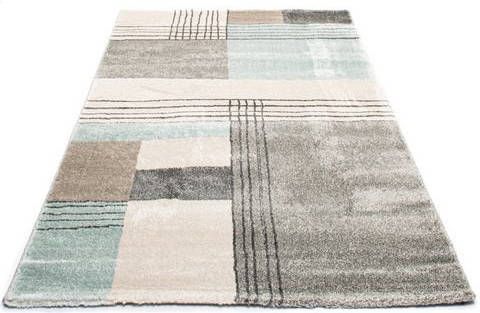 Living Line Vloerkleed Square Korte pool, modern patchworkdesign, pastelkleuren, ideaal in de woonkamer & slaapkamer