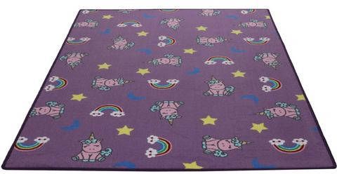 Living Line Vloerkleed voor de kinderkamer Eenhoorndroom Velours, motief eenhoorn + regenboog, kinderkamer