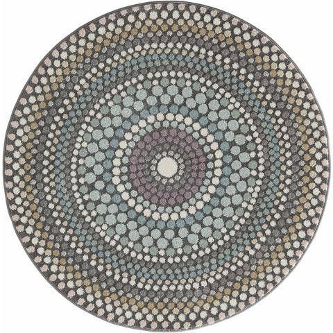 Merinos Bohemian Stijl Vloerkleed Relief Multi Pastel Kleuren Ø 120 cm