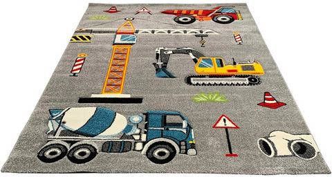 merinos Vloerkleed voor de kinderkamer Diamond Kids 24220 kleurecht, gemakkelijk in onderhoud, speelkleed, levendige kleuren, bouwplaats, polypropeen, voor kinderen ontworpen, robuust