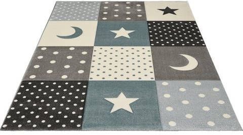merinos Vloerkleed voor de kinderkamer Pastel Kids 20340 Maan en sterren, gesneden reliëfpatroon