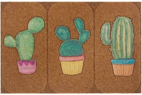 my home Mat Cactus Geschikt voor binnen en buiten, kokos look, robuust, gemakkelijk in onderhoud, ingang, antislip, in vrolijke kleuren, vuilvanger