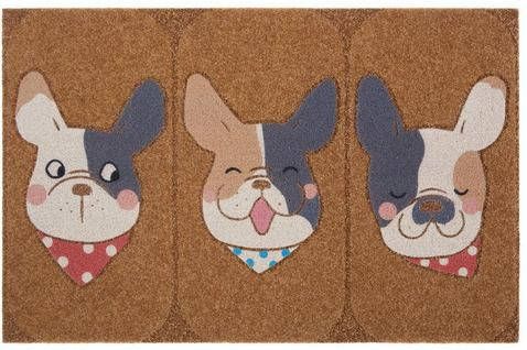 my home Mat Hond Geschikt voor binnen en buiten, diermotief, kokos look, robuust, gemakkelijk in onderhoud, ingang, antislip, buldog
