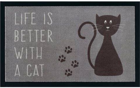 my home Mat Kat Geschikt voor binnen en buiten, antislip, diermotief, kat, met tekst, robuust, gemakkelijk in onderhoud, ingang