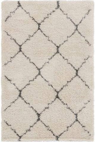 Hoogpolig vloerkleed Temara Shag geweven, ruitendesign, zacht & behaaglijk, ideaal in de woonkamer & slaapkamer