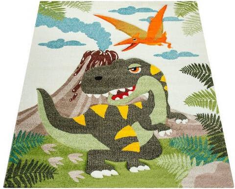Paco Home Vloerkleed voor de kinderkamer Diamond 636 3d design, motief dinosaurus, kinderkamer