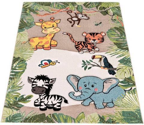 Paco Home Vloerkleed voor de kinderkamer Diamond 644 3d design, motief jungle dieren, kinderkamer