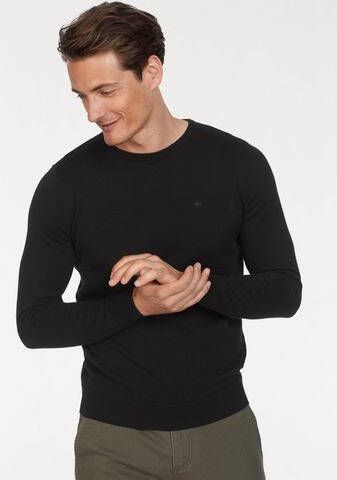 Tom Tailor Regular Fit Sweatshirt ronde halszwart, Effen