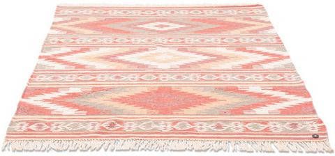 Tom Tailor Wollen kleed Kelim Colors I zuivere wol, robuust en slijtvast, met franje, boho stijl, woonkamer